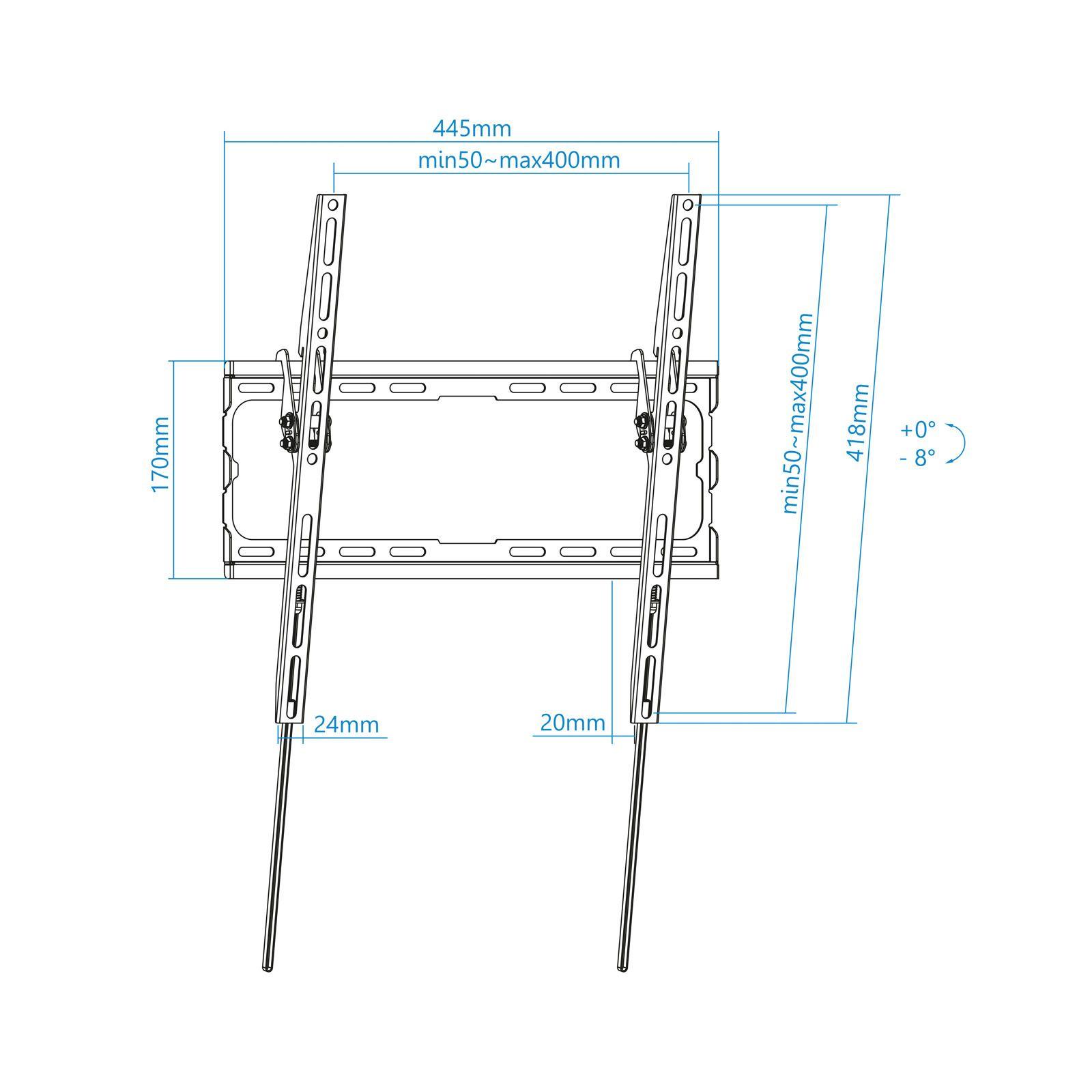 Suporte de Parede TV TOOQ LP1071T-B (75 x 75-400 x 400 mm - 400 x 400 mm - 75 x 75 mm - Preto), miniatura 3