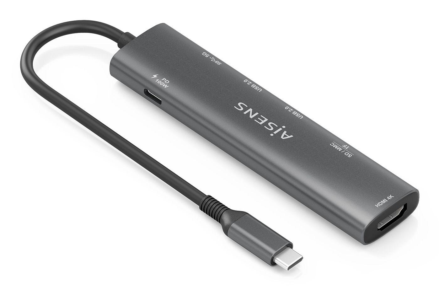 Hub USB-C AISENS ASUC-7P027-GR (0,15 m - Cinzento), miniatura 2