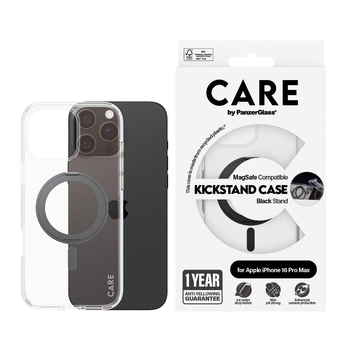 Capa PANZERGLASS CARE Case Feature MagSafe para iPhone 16 Pro Max (Apple - MagSafe - Transparente/Preto), miniatura 2