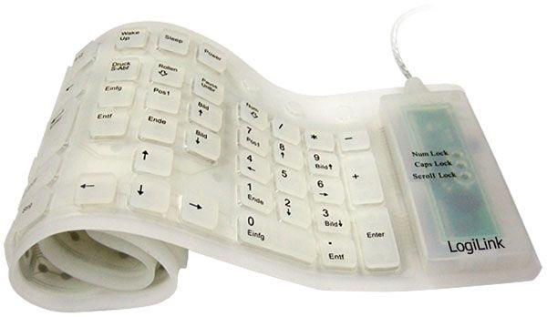 Teclado LOGILINK ID0018 (Alemão - Teclado flexível - USB + PS/2 - Branco) — miniatura 2