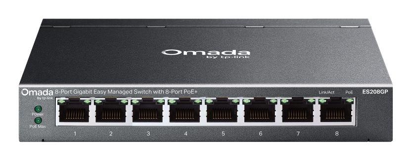 Switch TP-LINK Omada ES208GP (Gigabit Ethernet - 10, 100, 1000 Mbit/s - 0,5 MB - Preto)