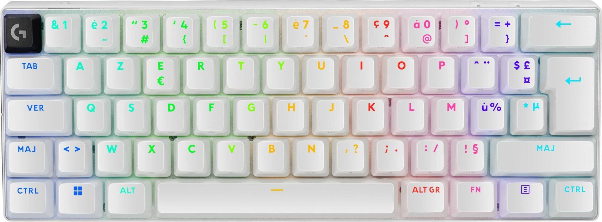 Teclado LOGITECH G PRO X 60 (AZERTY francês - LIGHTSPEED - Branco)