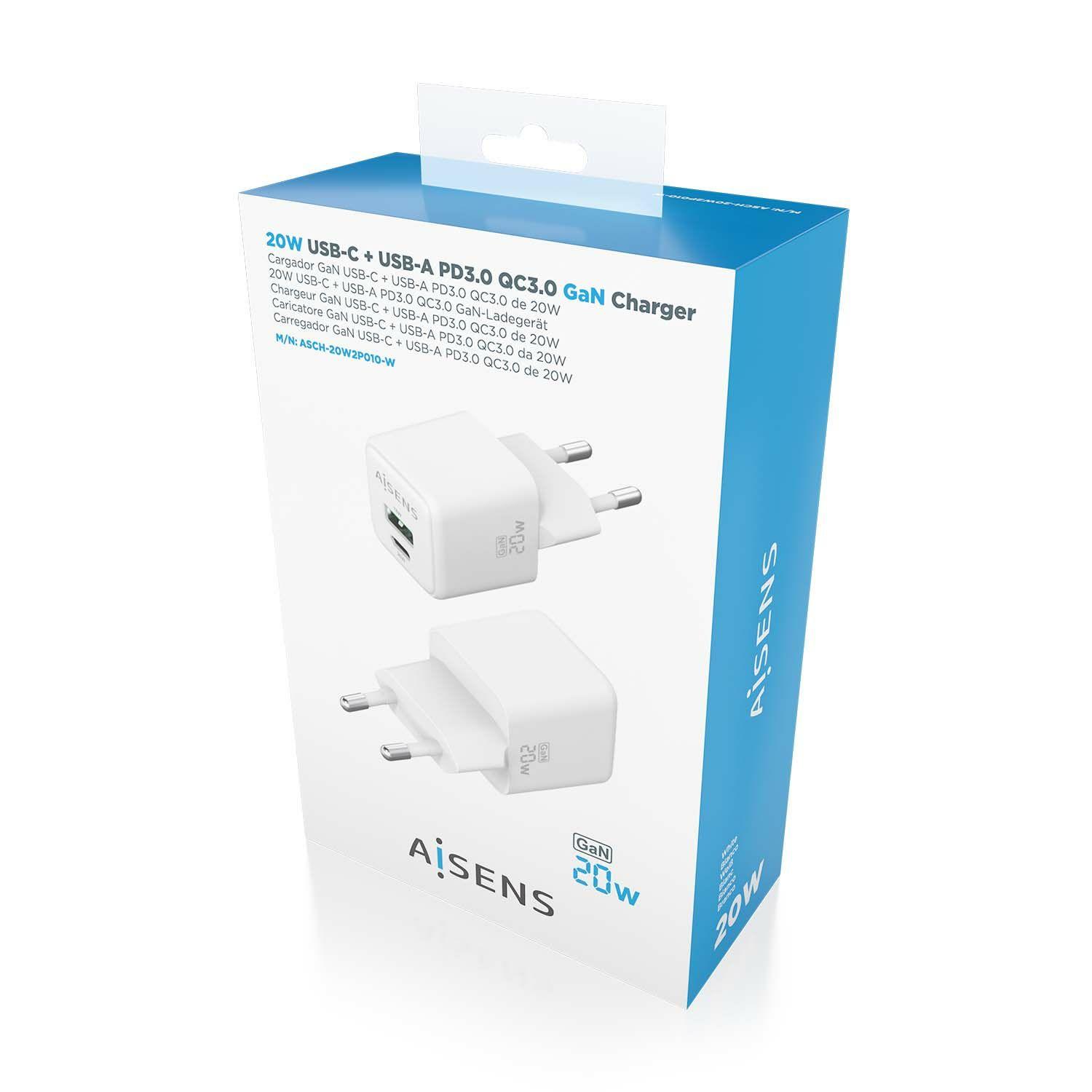 Carregador de Parede AISENS ASCH-20W2P010-W (20 W - Branco), miniatura 6