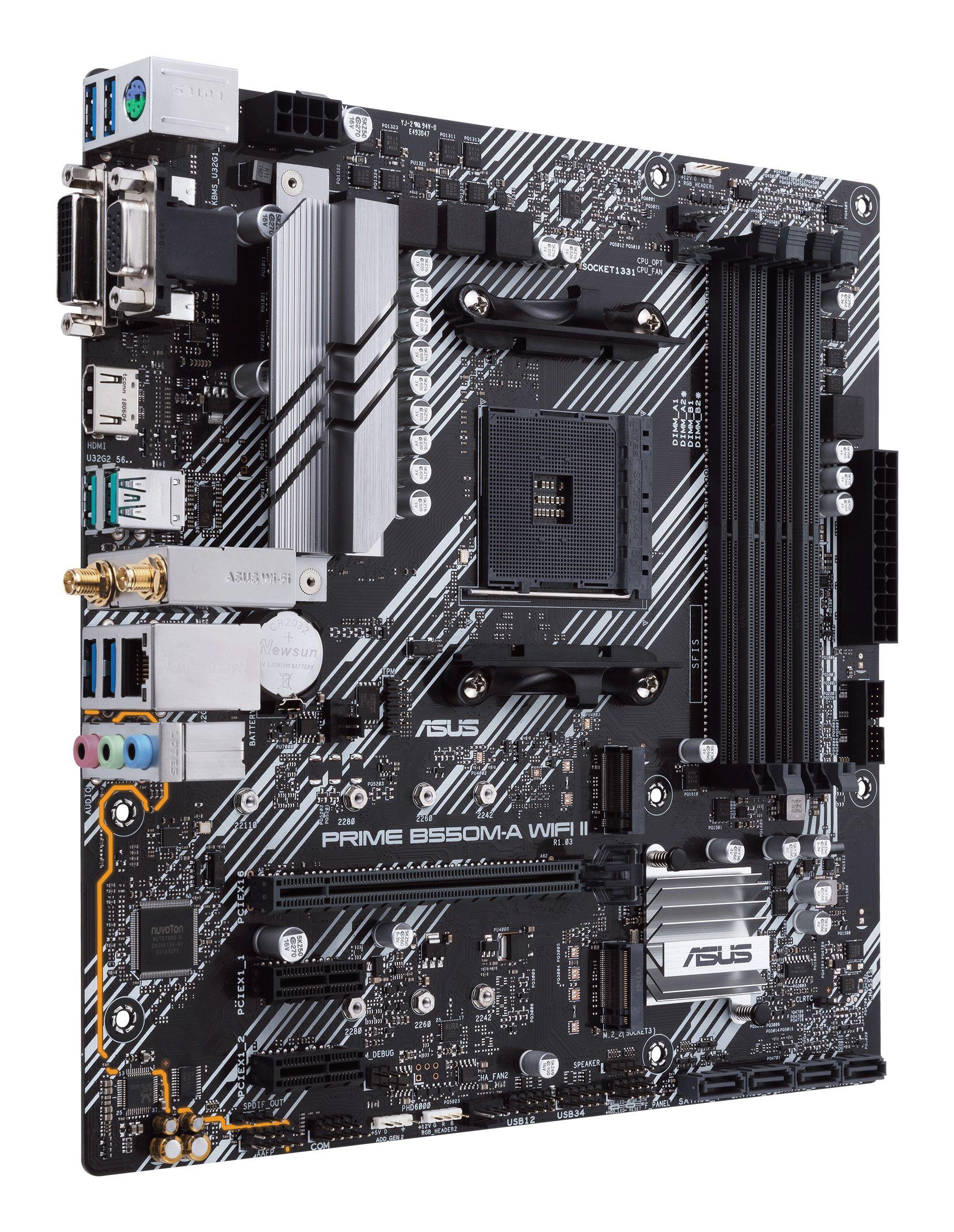 Motherboard ASUS PRIME B550M-A WIFI II (AM4 - micro-ATX - Duplo canal - Multicor) — miniatura 3