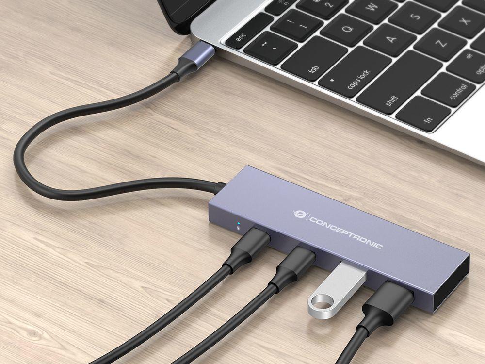 Hub USB-C CONCEPTRONIC HUBBIES13G (0,25 m - USB 3.2 Gen 2 Tipo-C - Cinzento), miniatura 5