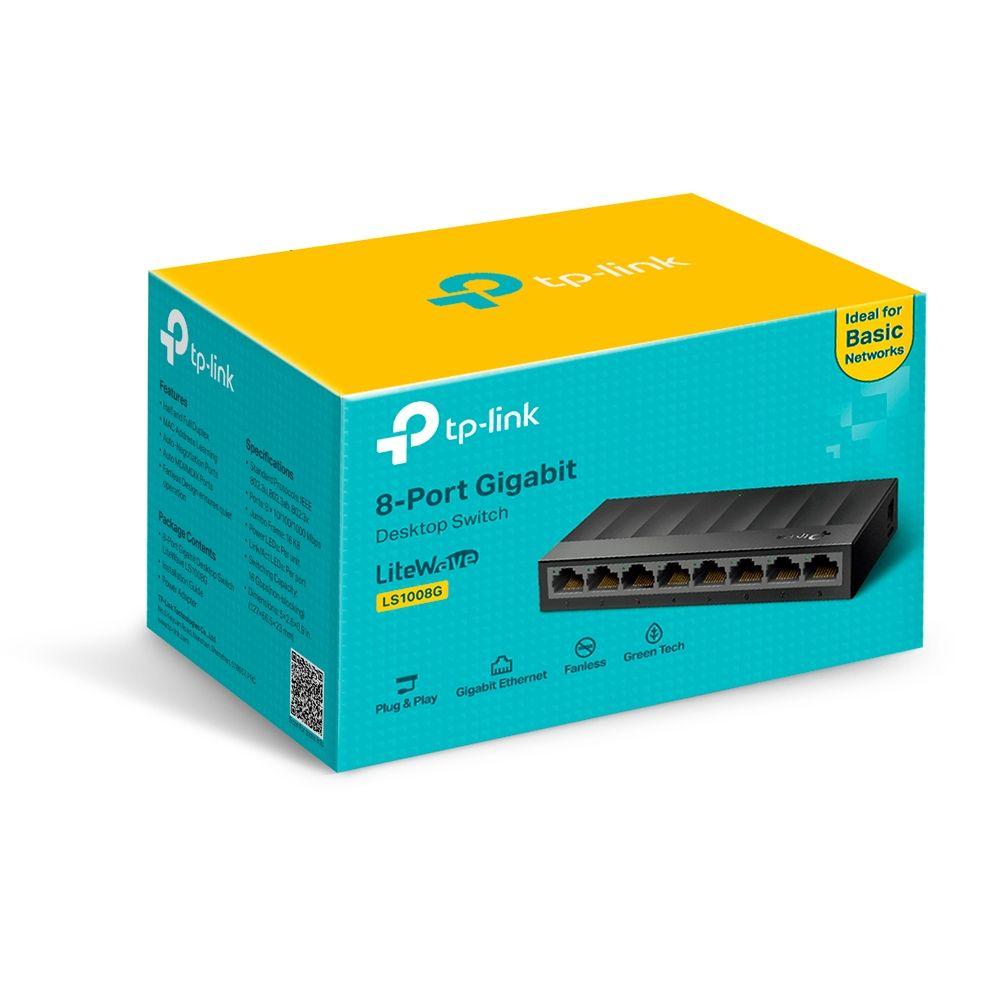 Switch TP-LINK LiteWave LS1008G (Gigabit Ethernet - 1,5 MB - 16 Gbit/s - Preto) — miniatura 5