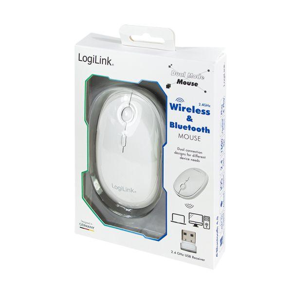 Rato LOGILINK ID0205 (Ambidestro - 1600 DPI - RF Wireless + Bluetooth - Branco) — miniatura 9