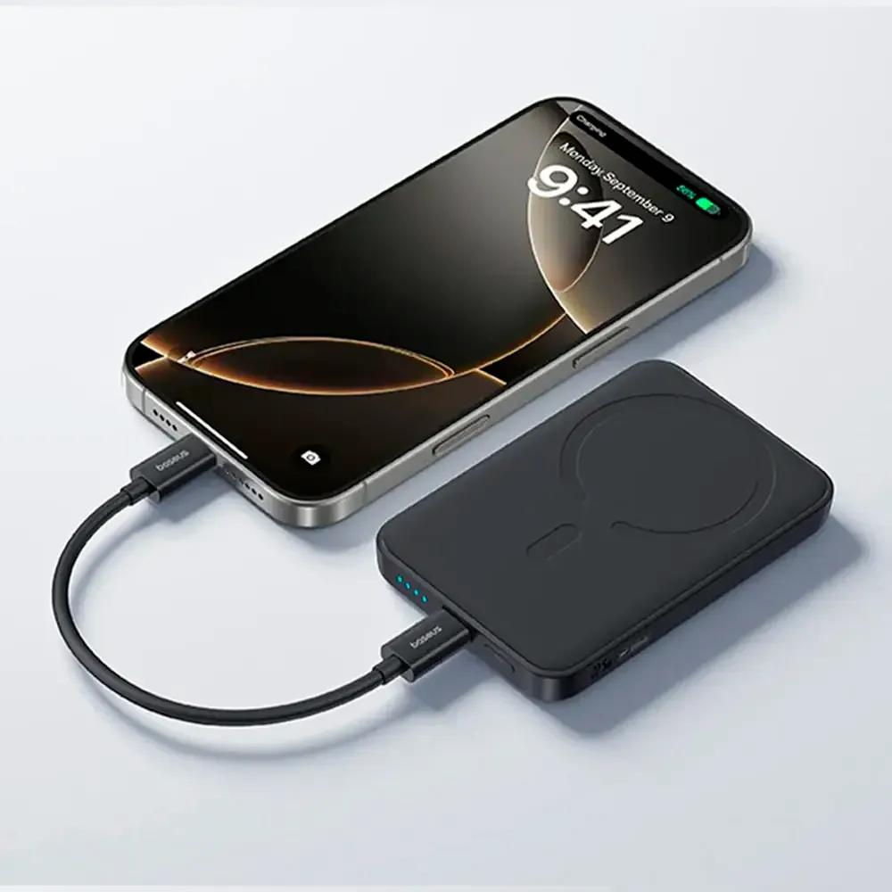 Bateria Externa BASEUS EnerFill FM11 Ultra-Mini Magnetic (10000 mAh - 20 W - USB Tipo-C - Preto) — miniatura 4