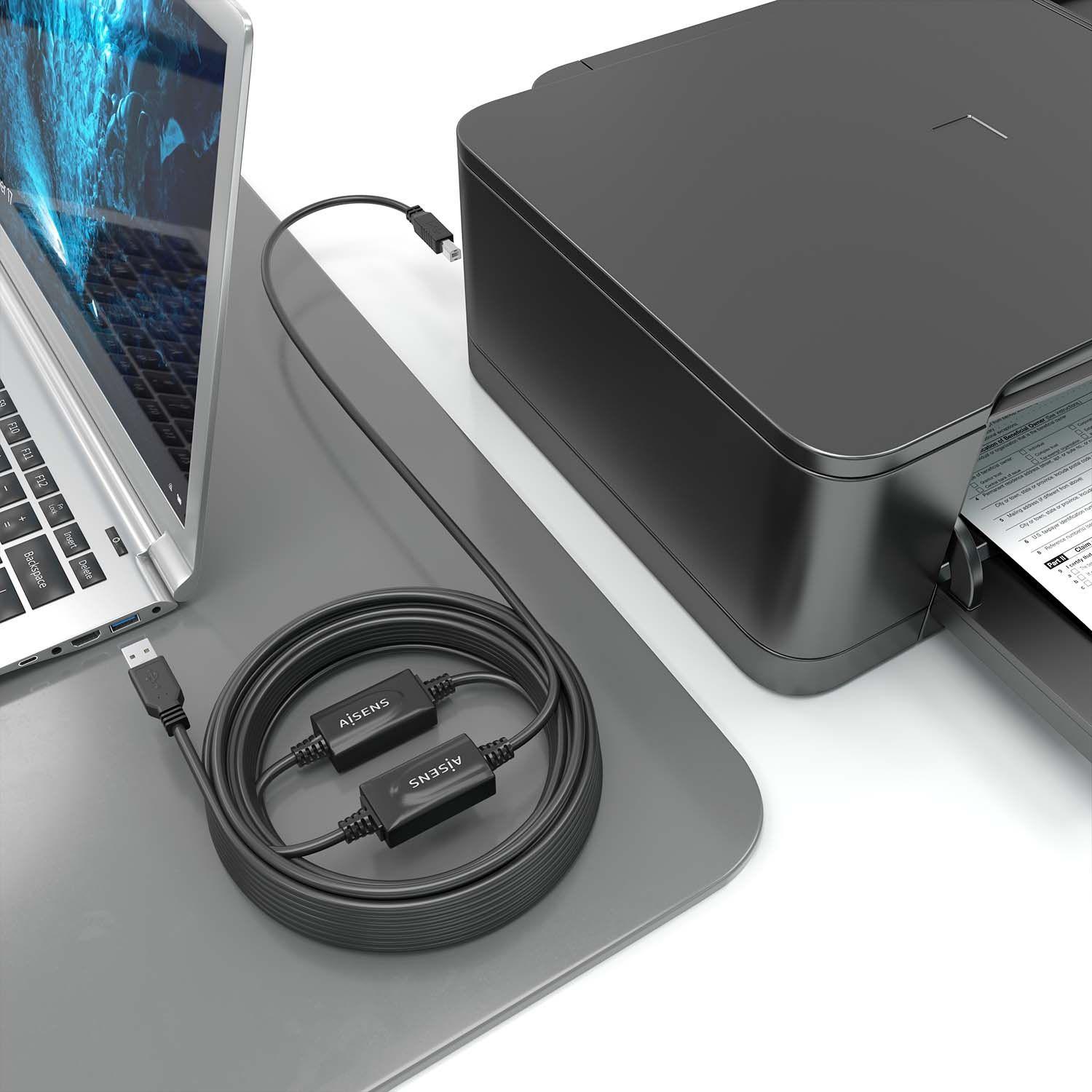 Cabo USB com Amplificador AISENS A101-0906 (15 m - USB B - USB A - Preto), miniatura 4