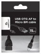 Cabo USB OTG GEMBIRD A-OTG-AFBM-03 (0,15 m - Micro-USB B - USB A - Preto)