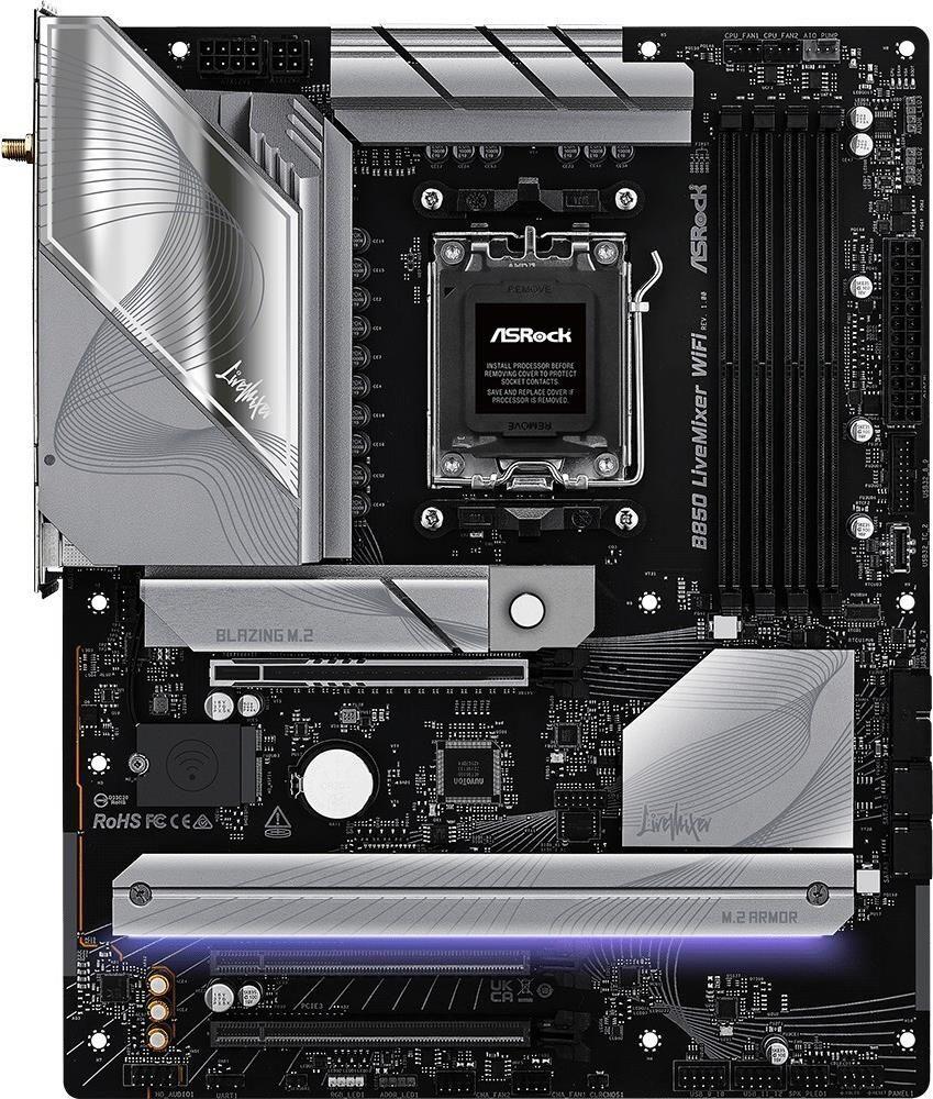 Motherboard ASROCK B850 LiveMixer WiFi (AM5 - ATX - Duplo canal - Preto)
