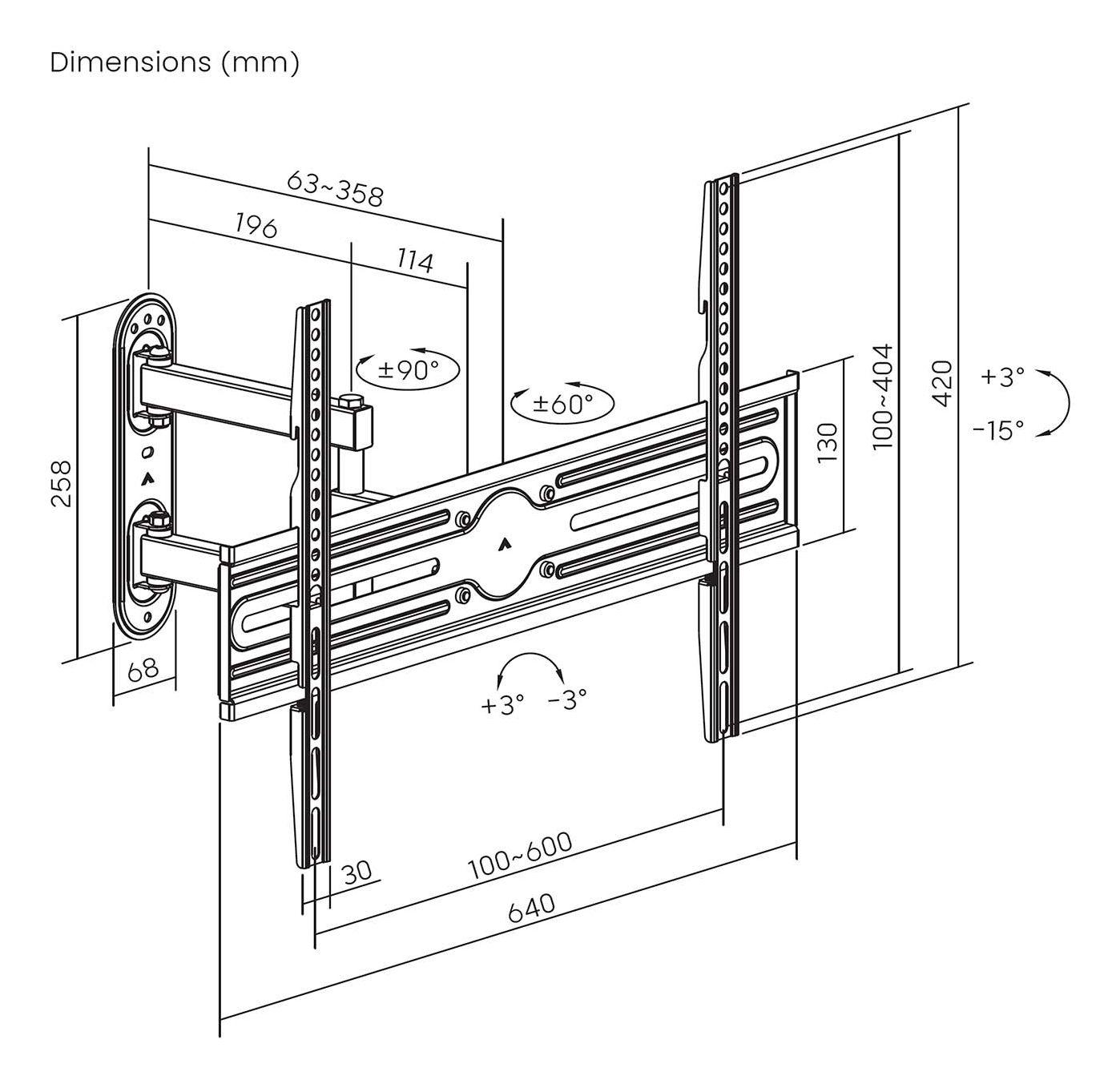 Suporte de Parede TV AISENS WT70TSLE-323 (37-70" - 35 kg - Preto), miniatura 7