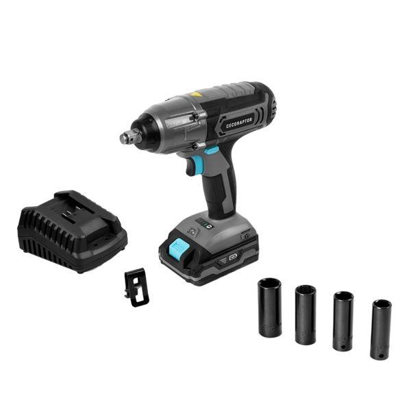 Chave de Impacto CECOTEC CecoRaptor Perfect Impact 2020 Ultra (20 V - Bateria - Preto, Azul e Cinzento)