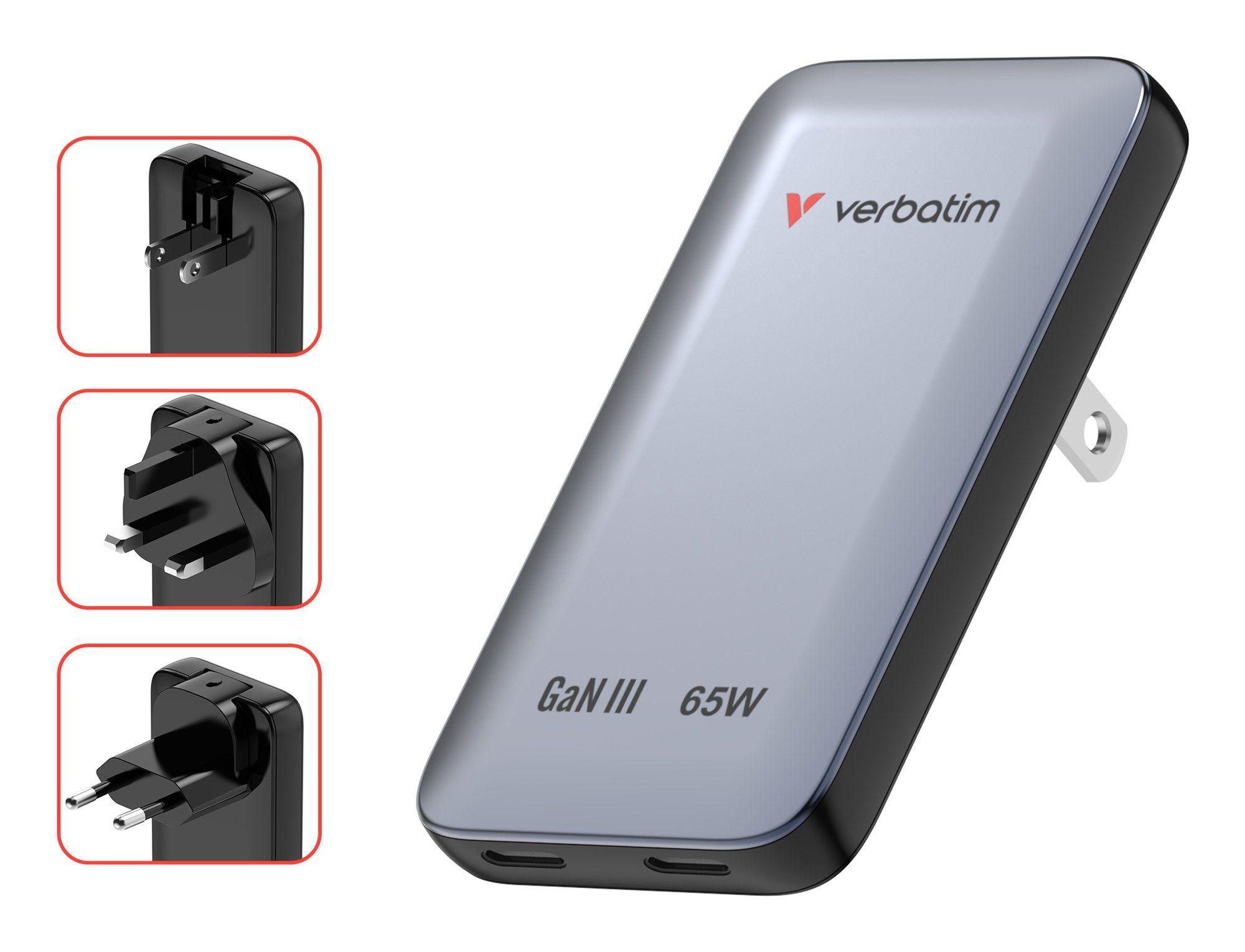 Carregador de Dispositivos Móveis VERBATIM 30280 (65 W - Preto e Cinzento), miniatura 2