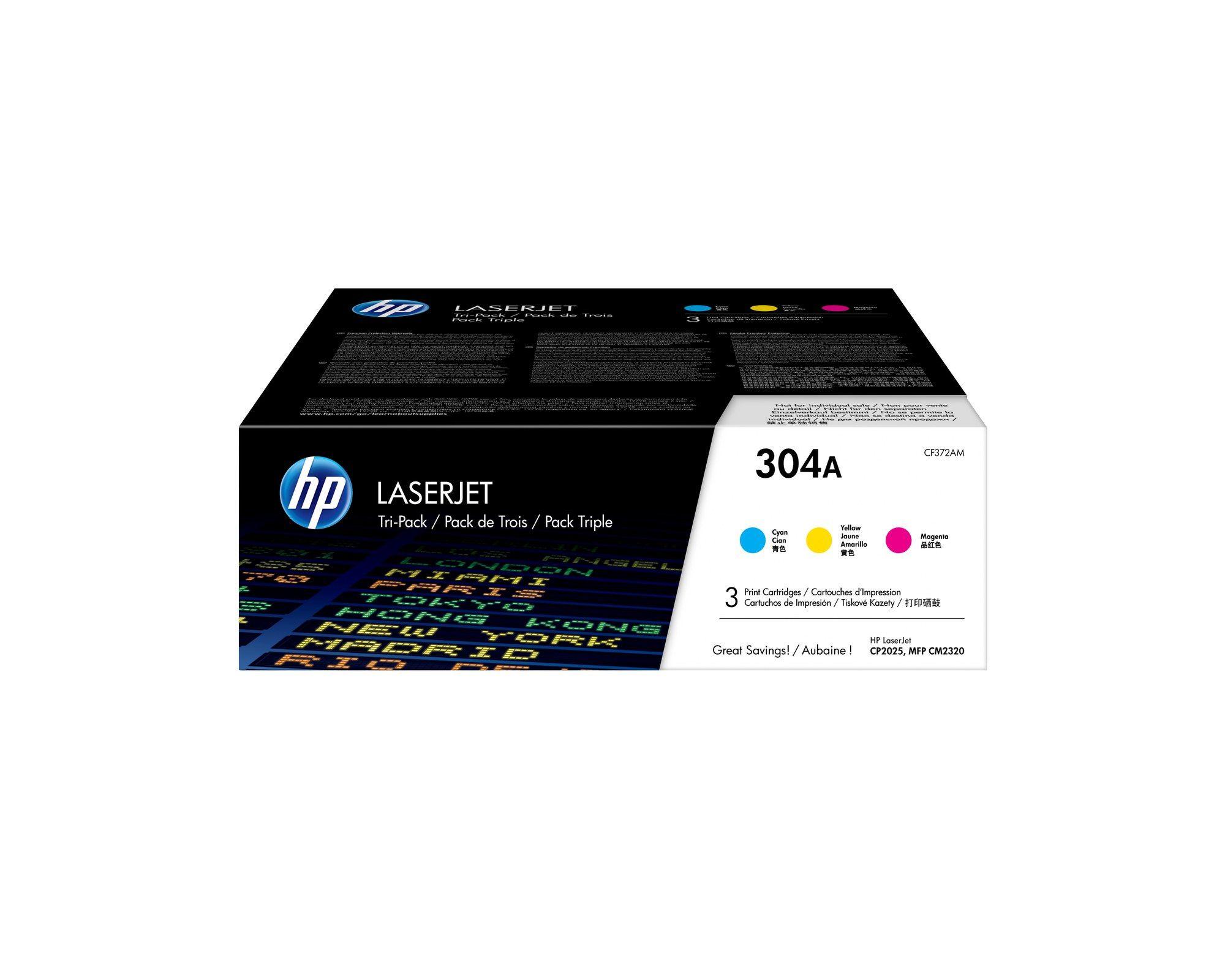 Conjunto de 3 Toners HP 304A CF372AM (2.800 páginas a cores - Ciano/Magenta/Amarelo)