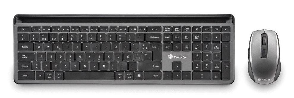 Conjunto de Teclado e Rato NGS Eclipse Kit (Inglês - Tamanho completo - RF Wireless + Bluetooth - Cinzento) — miniatura 2
