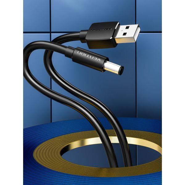 Cabo de Alimentação VENTION CEYBF (1 m - DC 5.5mm - USB A - Preto) — miniatura 2