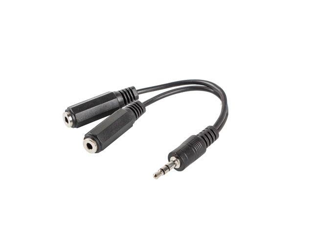 Splitter de Áudio LANBERG AD-0024-BK (0,1 m - 2 x 3,5 mm fêmea - 3,5 mm macho - Preto)