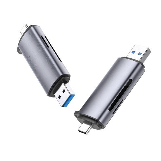 Leitor de Cartões UGREEN CM185 (USB/Micro-USB - USB 3.0 e USB-C - Cinzento)