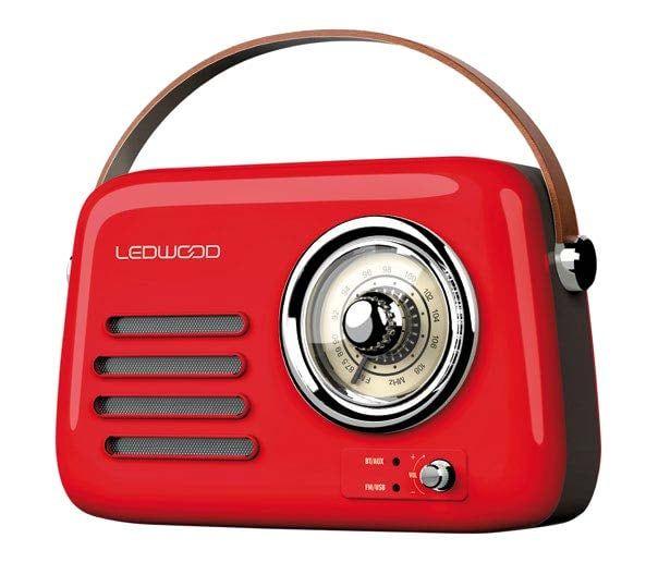Rádio LEDWOOD ALMA RETRO (30 W - Vermelho)