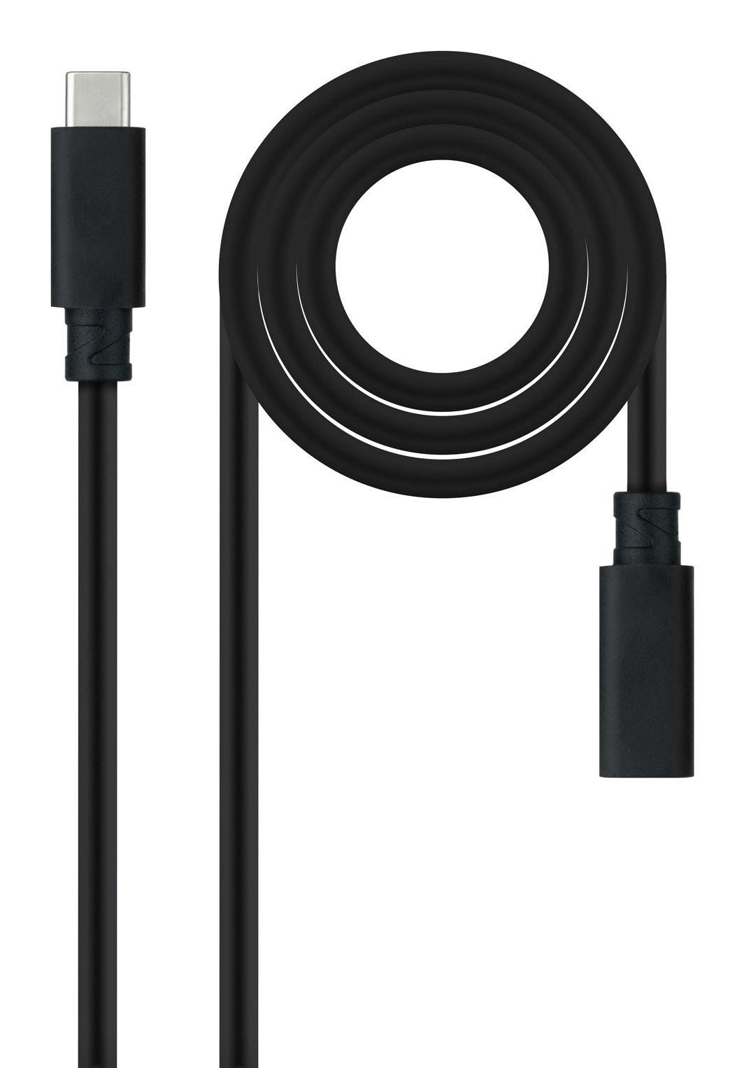 Cabo Prolongador USB-C NANOCABLE 10.01.4501 (1 m - USB C - Preto)
