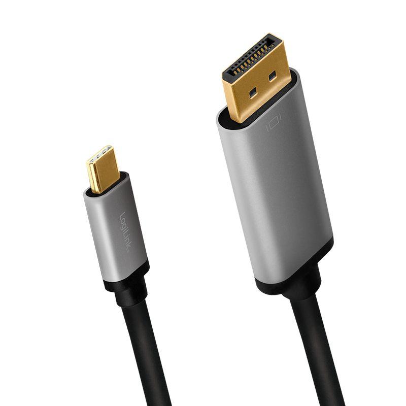 Cabo Adaptador LOGILINK CUA0100 (1,8 m - USB 3.2 Gen1 Type-C - DisplayPort - Preto e Cinzento), miniatura 2