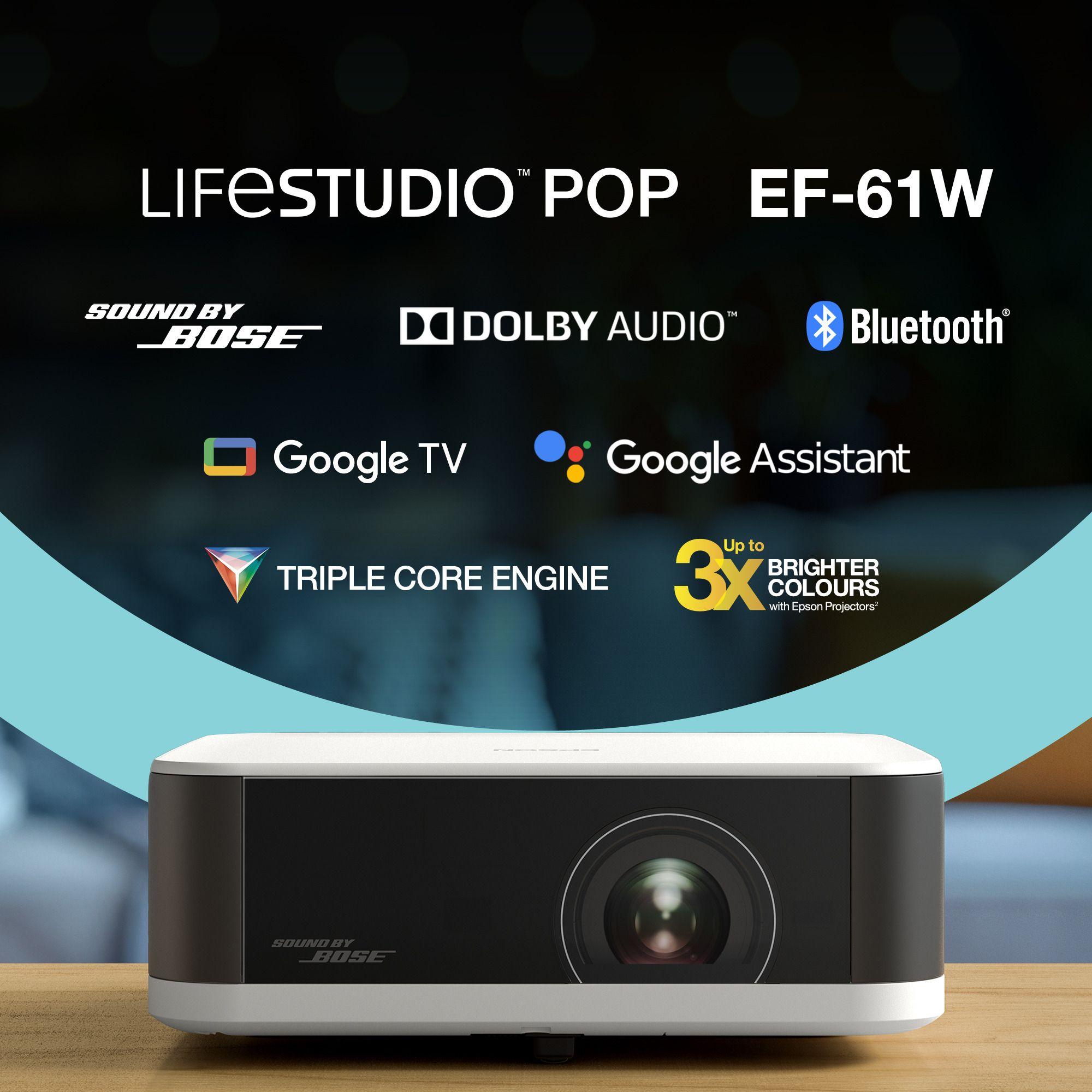 Projetor EPSON Lifestudio Pop EF-61W (1080p - 30 a 150 polegadas - Google TV - Branco)