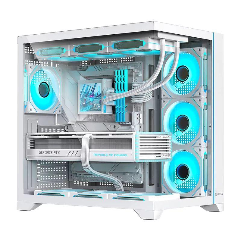Caixa PC HIDITEC H3 PRO (ATX, micro ATX, ITX, BTF - Midi Tower - Vidro temperado - Branco)