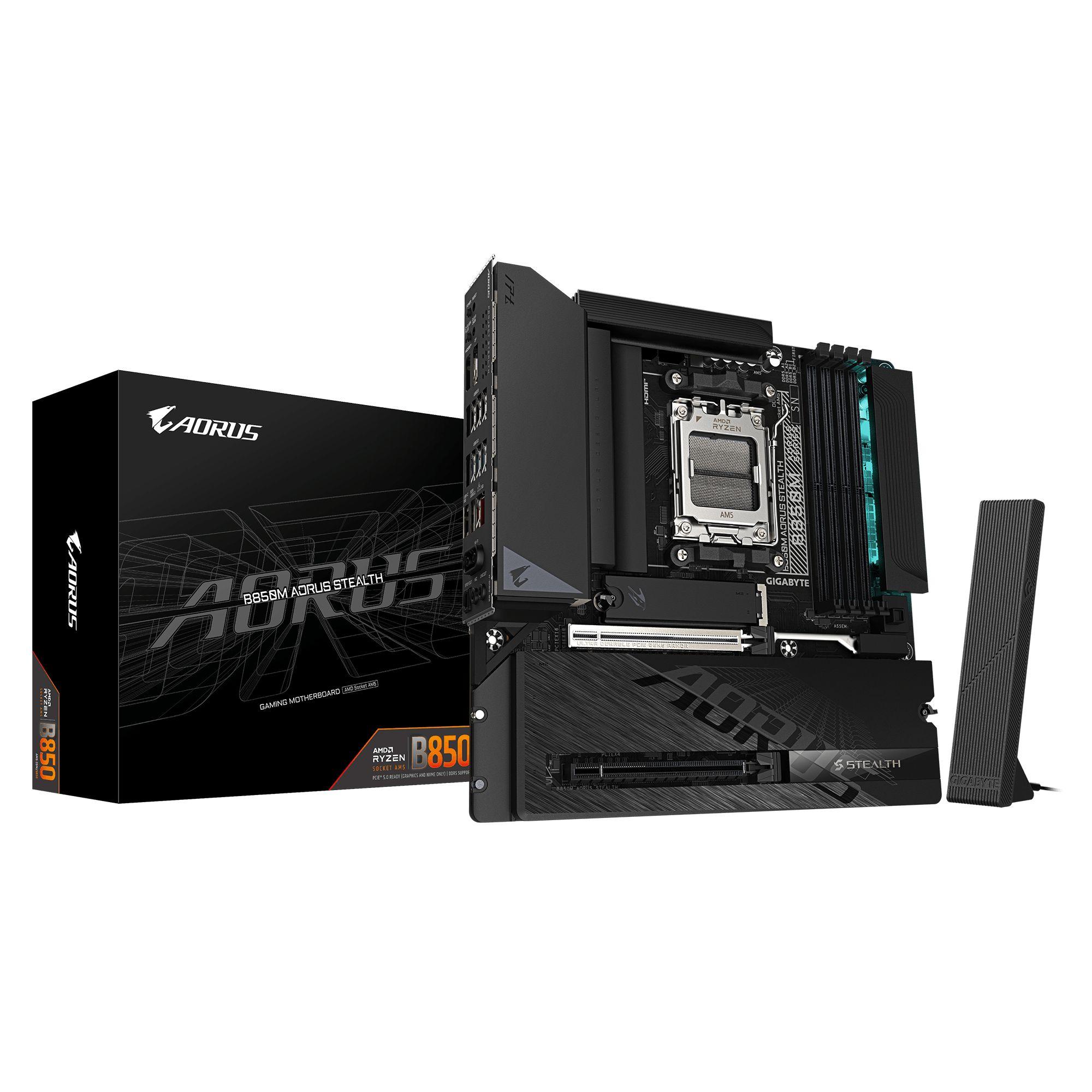 Motherboard GIGABYTE B850M AORUS STEALTH (AM5 - Micro ATX - Duplo canal - Preto)