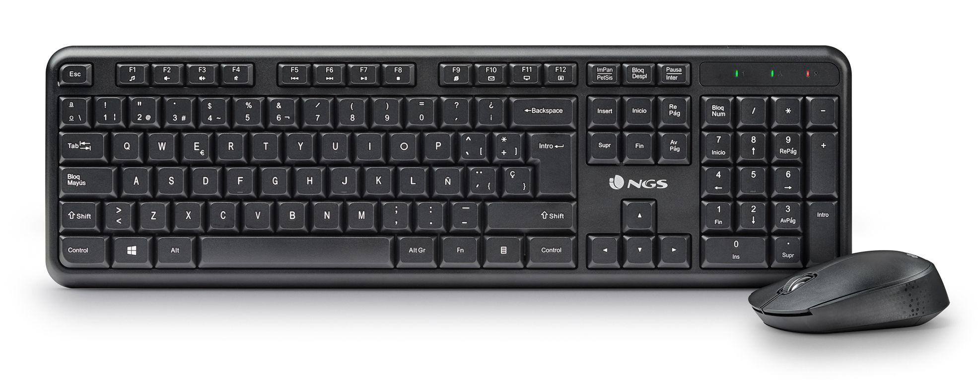 Conjunto de Teclado e Rato NGS Harmony Kit (Espanhol - Tamanho completo - RF Wireless - Preto) — miniatura 2