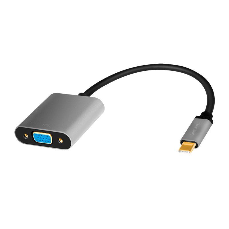 Adaptador USB-C para VGA LOGILINK CUA0104 (0,15 m - USB Type-C - Thunderbolt 3 - Preto/Cinzento)