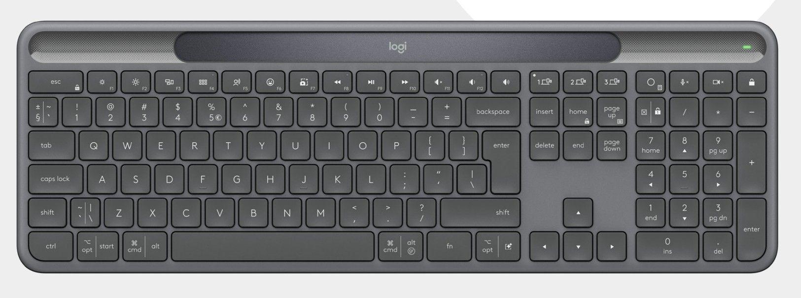 Teclado LOGITECH Signature Slim Solar+ K980 for Business (Nórdico - Teclas tesoura - Tamanho completo - Grafite)