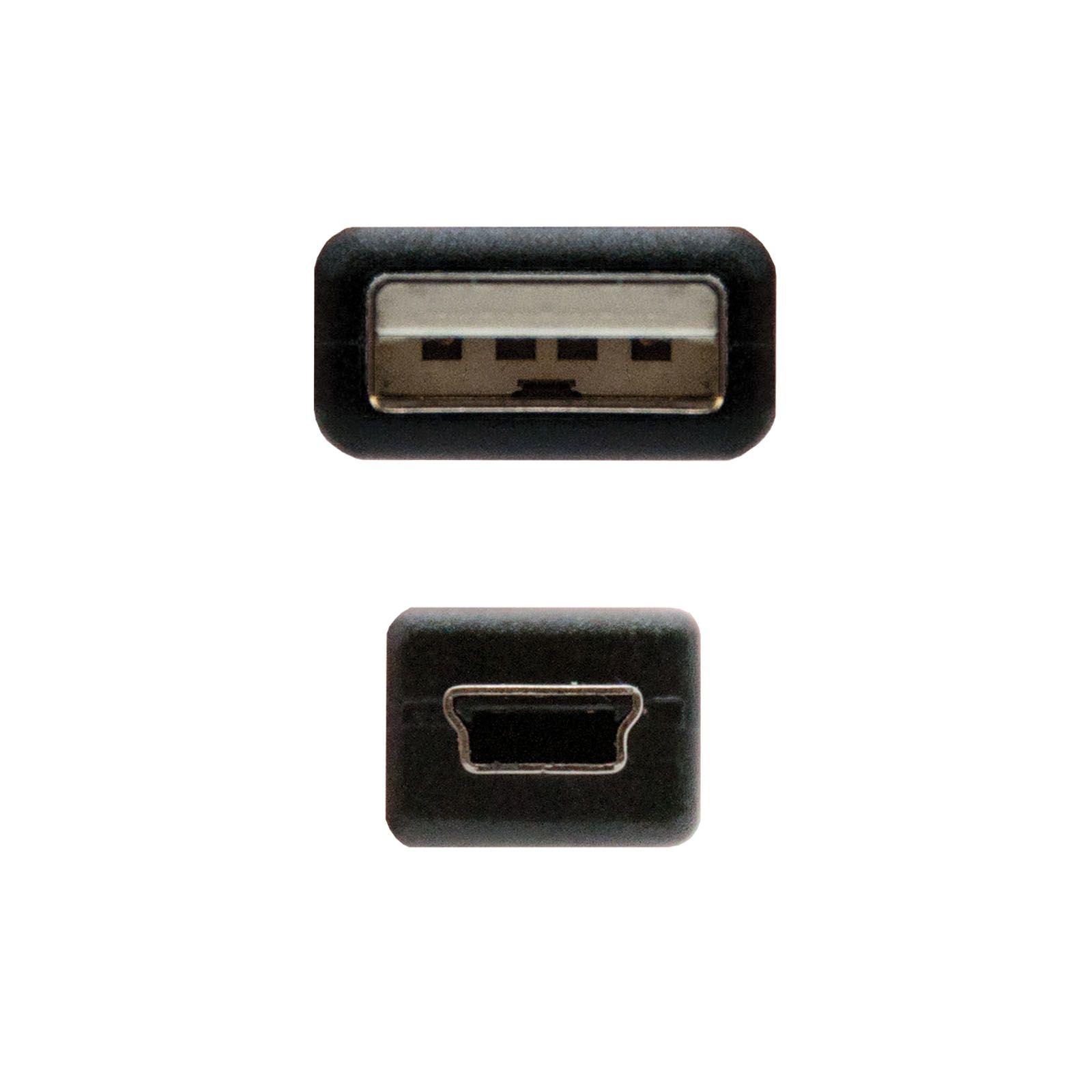 Cabo USB NANOCABLE 10.01.0402 (1,8 m - Mini-USB B - USB A - Preto) — miniatura 3