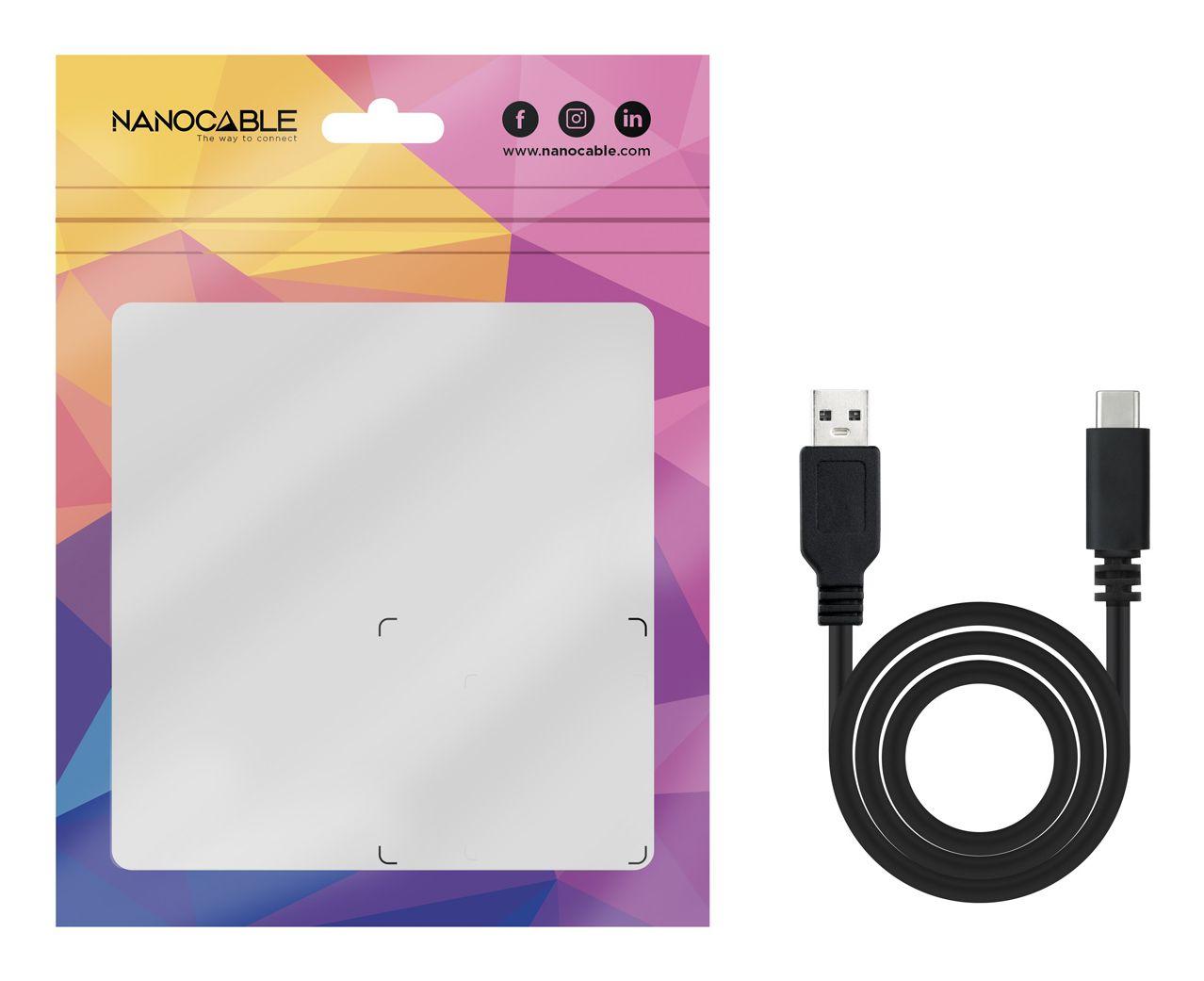 Cabo USB NANOCABLE 10.01.2101 (1 m - USB A - USB C - Preto) — miniatura 5