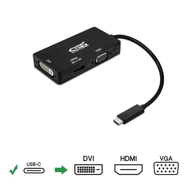 Adaptador Multiporta NANOCABLE 10.16.4301-BK (0,1 m - VGA - USB Type-C - Preto) — miniatura 5