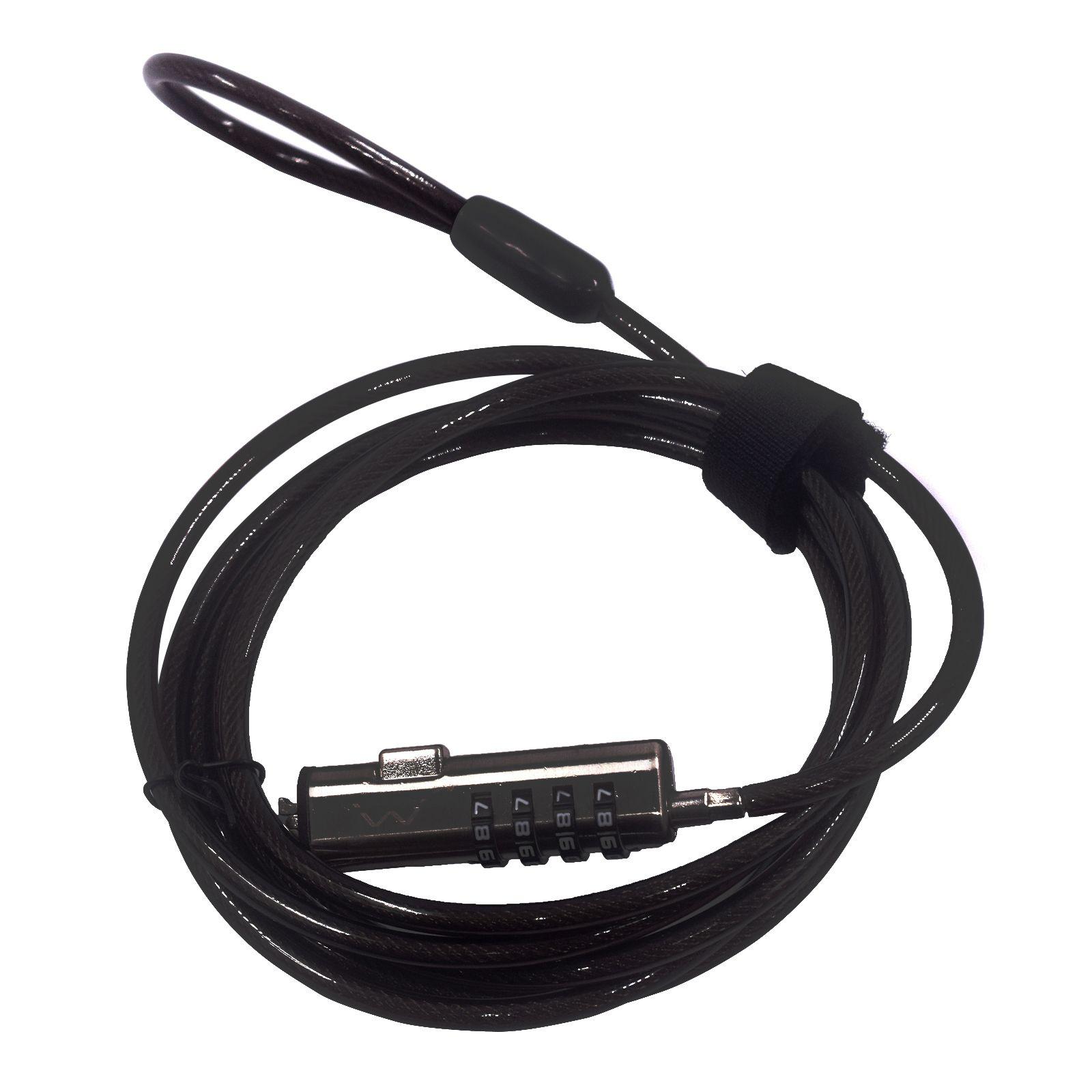 Cabo de Segurança para Portátil EWENT NanoSaver EW1238 (Computador portátil - Aço, Zinco - Fecho com combinação - Preto)