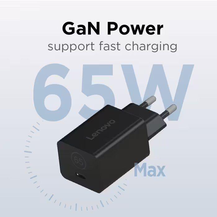 Carregador de Tomada USB-C LENOVO 40AWGN65EU Nano GaN (1 porta USB-C - AC - Preto), miniatura 2