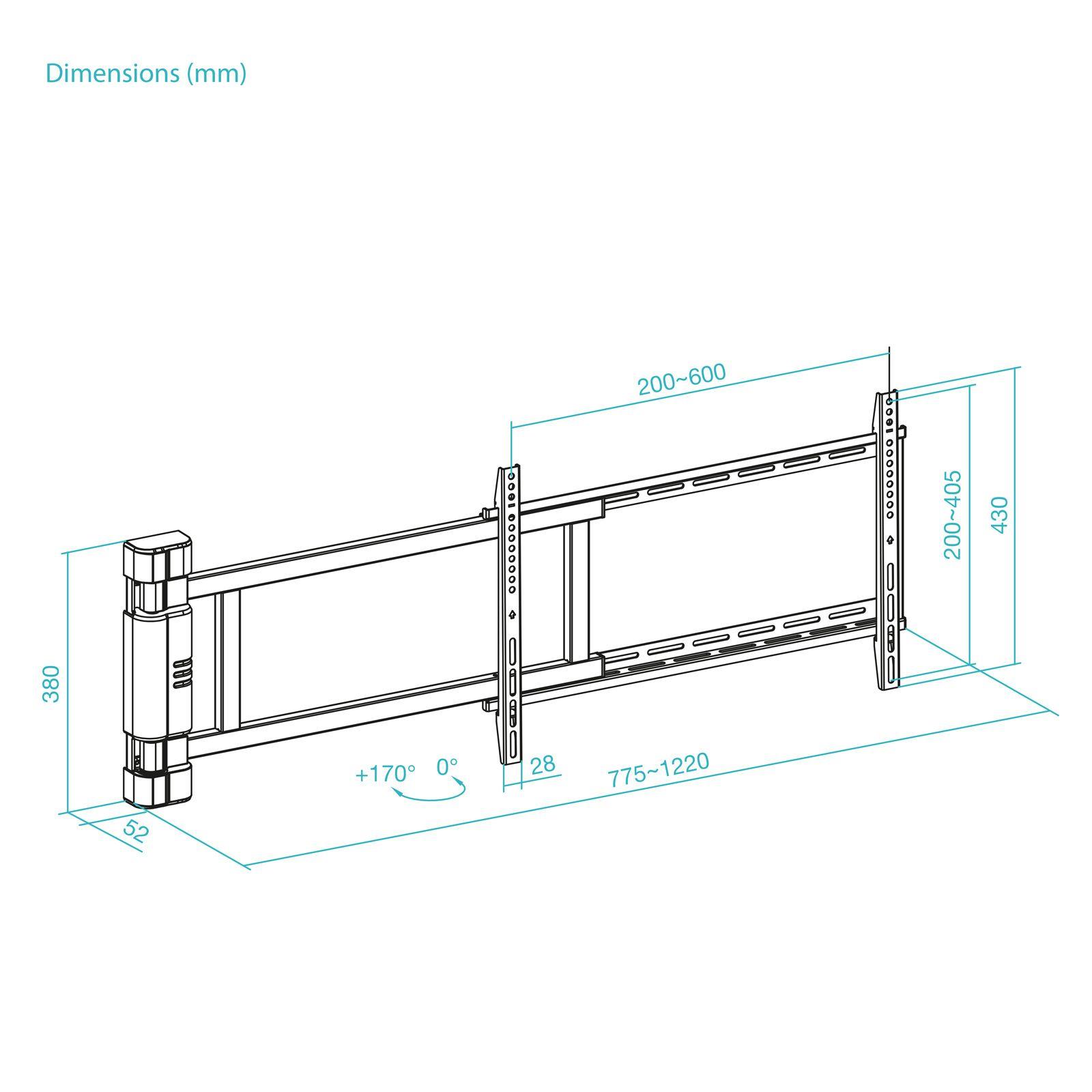 Suporte de Parede Elétrico para TV TOOQ LPM4381XL-B (600 x 400 mm - 200 x 200 mm - 190,5 cm - Preto), miniatura 7