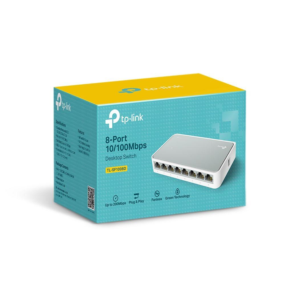 Switch TP-LINK TL-SF1008D (Fast Ethernet - 0,768 MB - 1,6 Gbit/s - Branco) — miniatura 3