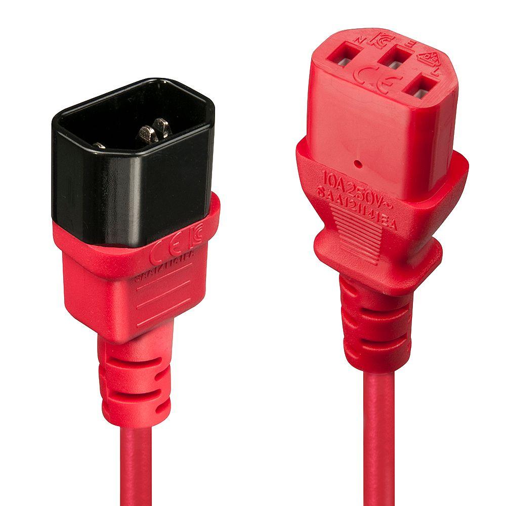 Cabo de Alimentação LINDY 30478 (2 m - Acoplador C14 - Acoplador C13 - Vermelho)