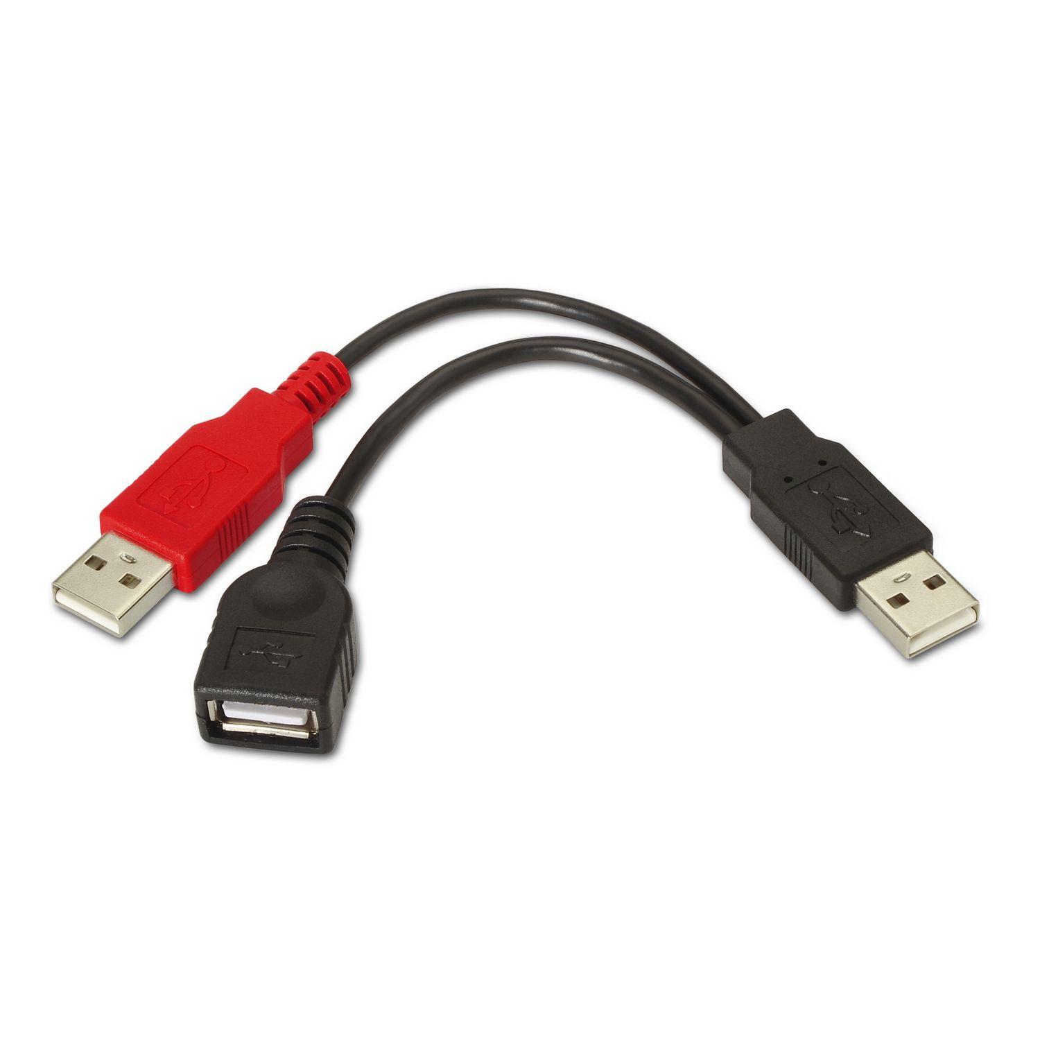 Cabo USB de Alimentação AISENS A101-0030 (0,15 m - USB A - 2 x USB A - Preto e Vermelho)