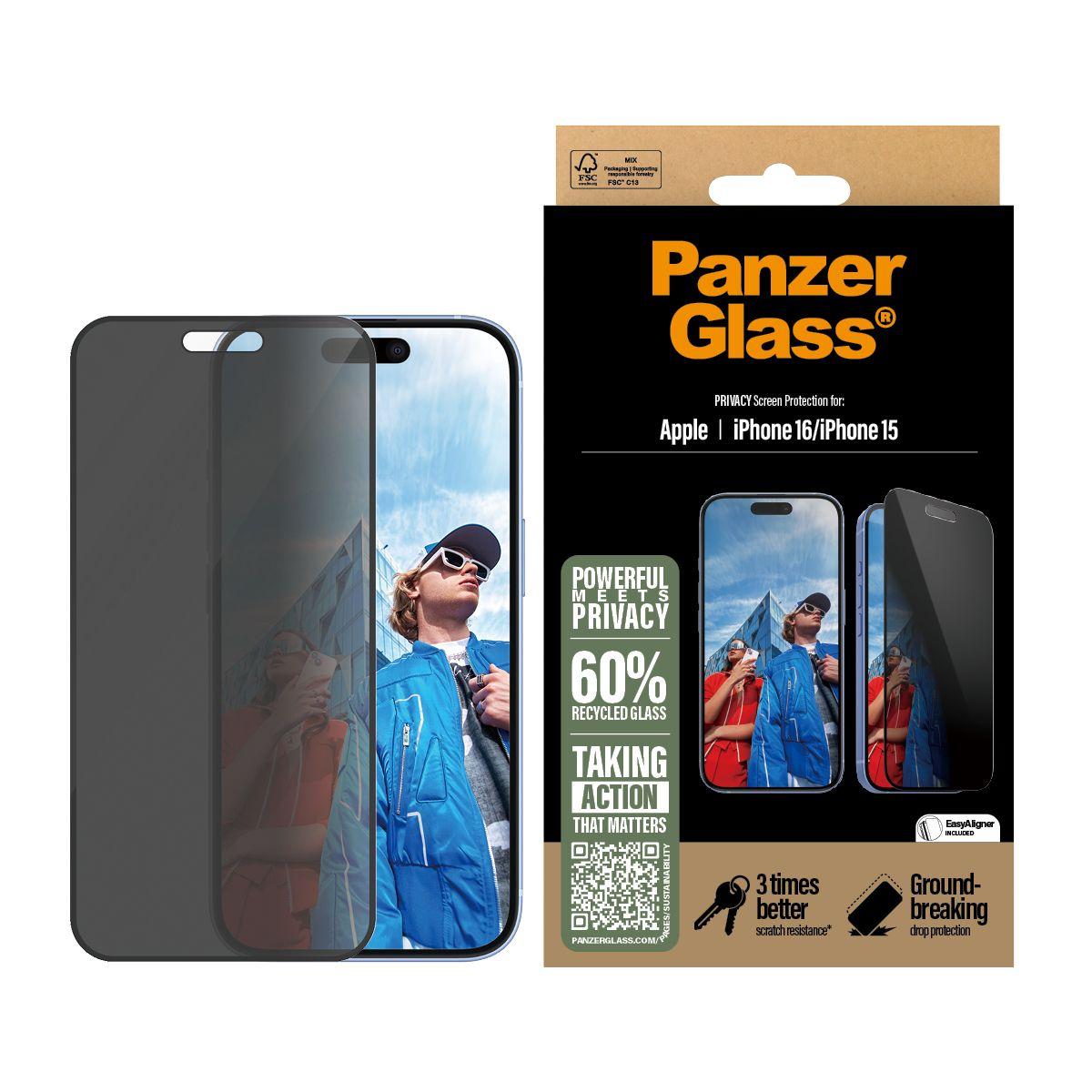 Película de Privacidade PANZERGLASS P2861 (6,1" - Apple - Transparente), miniatura 2