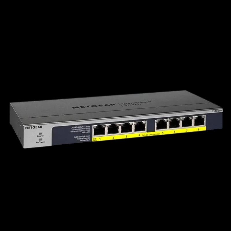 Switch NETGEAR GS108PP (Gigabit Ethernet - 192 KB - 16 Gbit/s - Preto) — miniatura 4