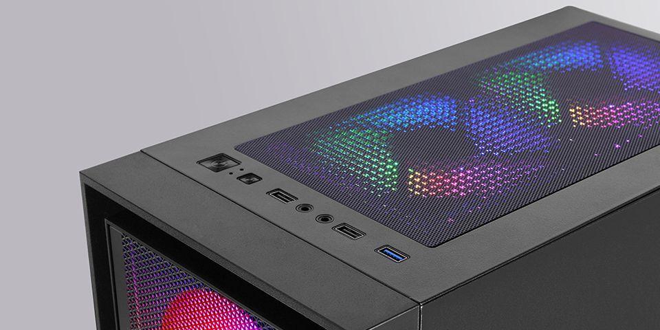Caixa PC MARS GAMING MC-AIR (ATX, micro ATX, Mini-ITX - Midi Tower - Rede, SGCC, vidro temperado - Preto) — miniatura 3