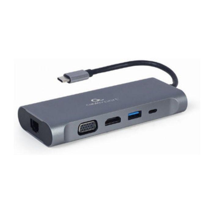 Adaptador USB-C Multiporta GEMBIRD A-CM-COMBO7-01 (0,15 m - Cinzento) — miniatura 2