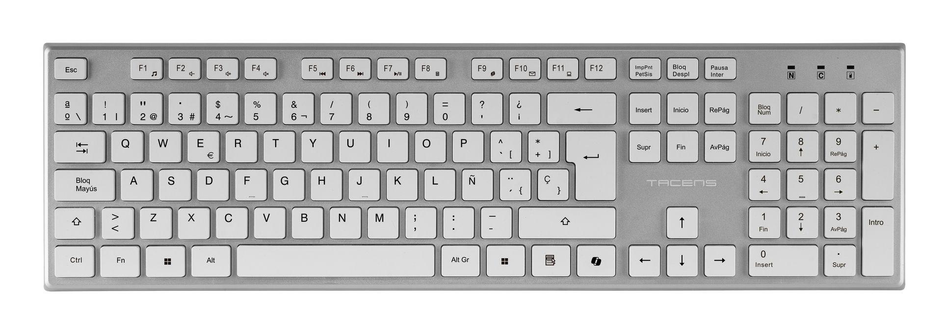Conjunto de Teclado, Rato e Tapete TACENS 6ZENITHWES (Espanhol - Interruptor de membrana - Tamanho completo - Branco e Prateado), miniatura 2