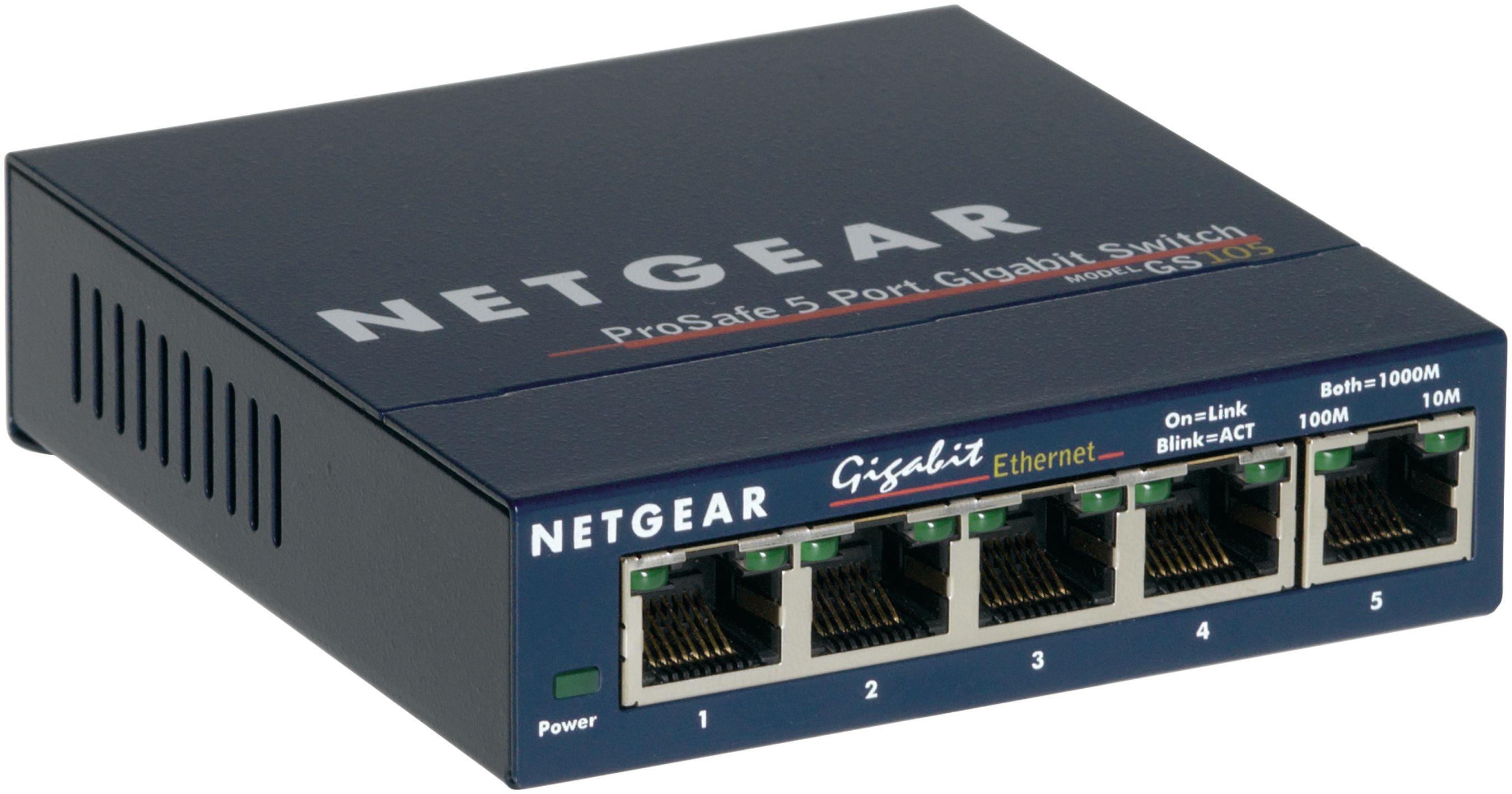 Switch NETGEAR GS105GE (Gigabit Ethernet - 128 KB - 10 Gbit/s - Azul)