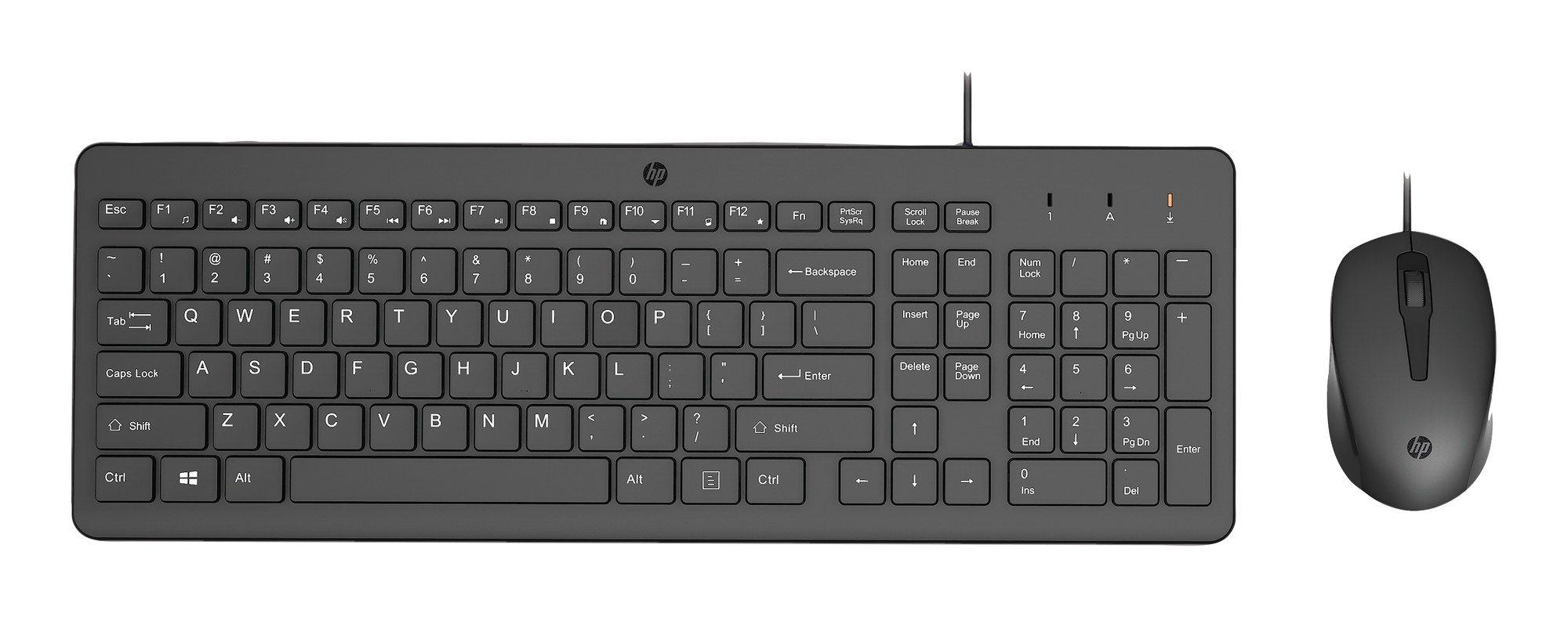 Conjunto Teclado e Rato HP 150 (Interruptor de membrana - Tamanho grande - USB - Preto)