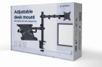 Suporte de Secretária para Dois Monitores GEMBIRD MA-DA-03 (100 x 100 mm - 75 x 75 mm - 13 a 27 polegadas - Preto)