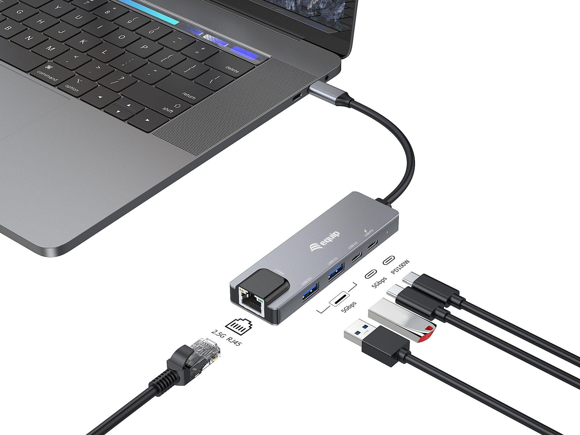 Adaptador USB-C Multifuncional EQUIP 133496 (0,25 m - Cinzento), miniatura 4